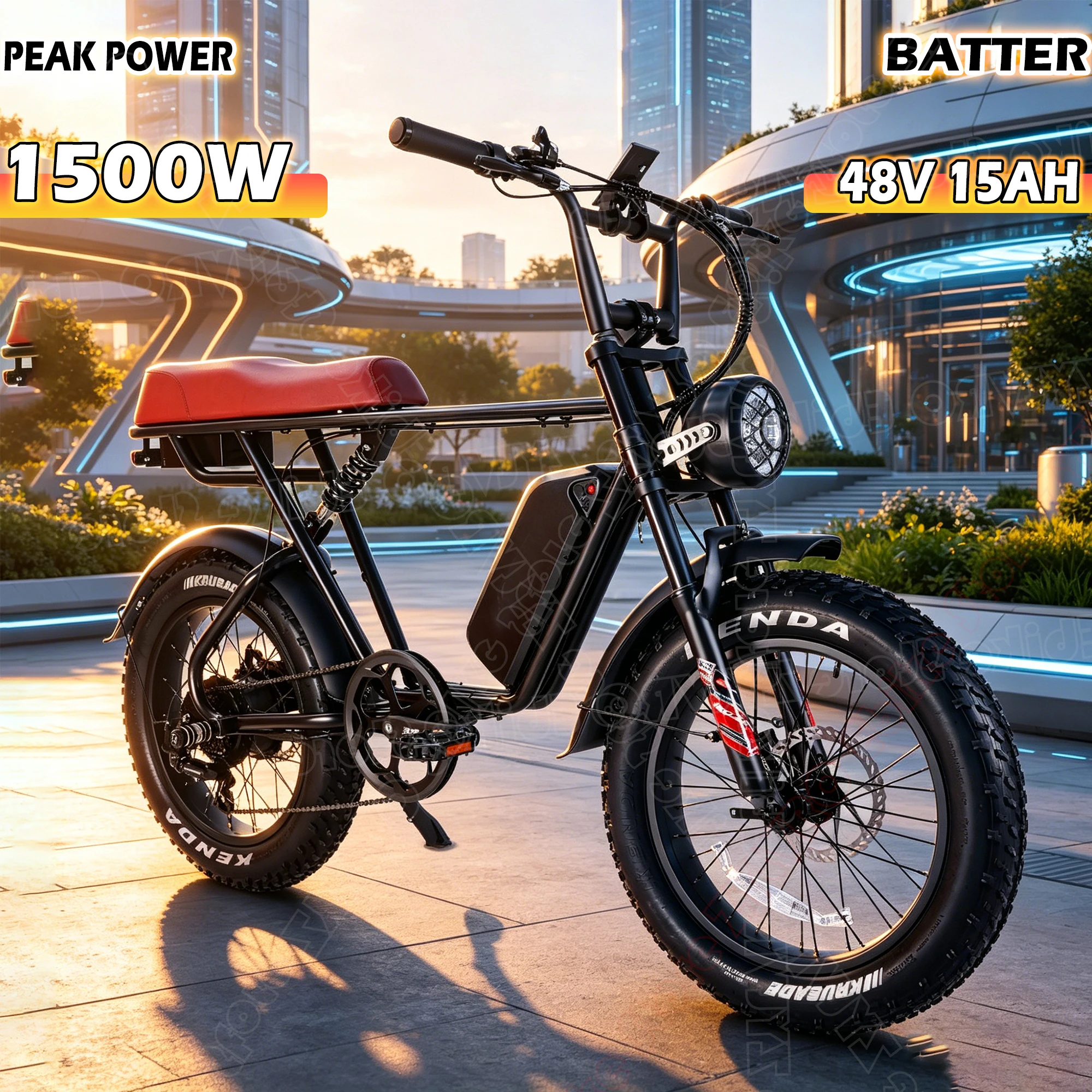 

B66 Off-Road Bike New Arrival from U.S. Warehouse 1500W Mid-Drive Motor, 48V 15Ah, 20-inch Off-Road Tires, LCD Display, Max Speed 45 km/h