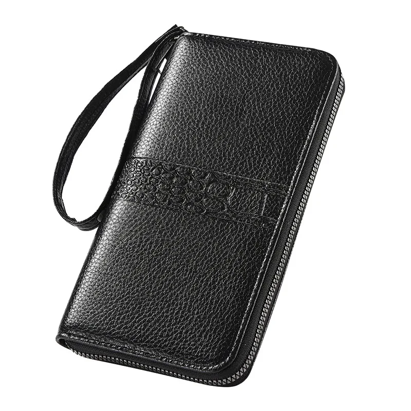 Men Leather Wallets Long Design Causal Purses Male Zipper Wallet Coin Card Holders Slim Money Bag High Capacity Credit Case