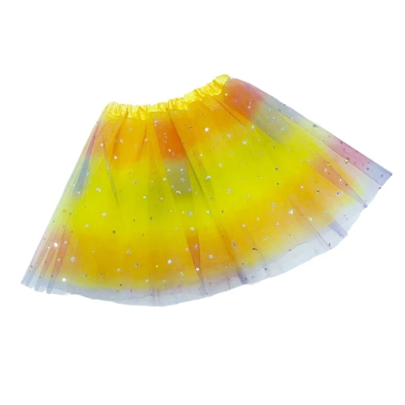 Women and Girls Gradients Swing A Line Tutu Skirt Elastic Waistband Layered Mesh Tulle Sequins Ballet Dance Skirts Dress