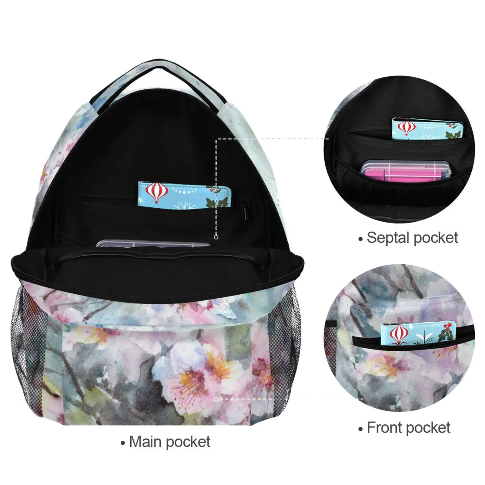 New Schoolbag Women Large Capacity Flower Printing with floral Backpack for Children, Girls School Backpack, Teenagers Backpack