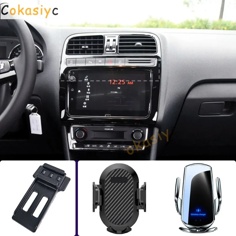 Suporte de Telefone para Carro Volkswagen VW POLO 2011 2012 2013 2014-2018, Base Fixa Especial com Carregamento Sem Fio
