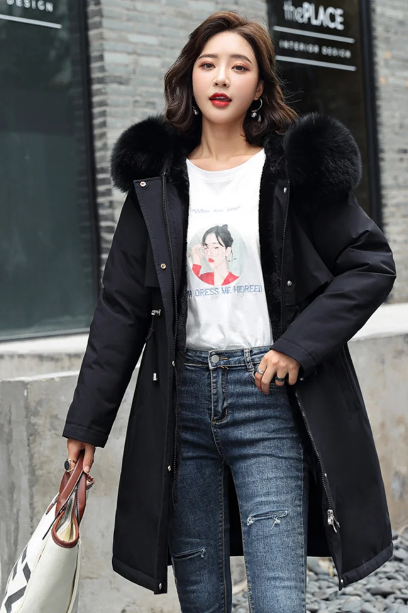 Winter Long Jackets 2026 New Women's Parka Clothes Hooded Jackets Faux Fur Collar Thick Warm Snow Coat Padded Parka Windbreaker