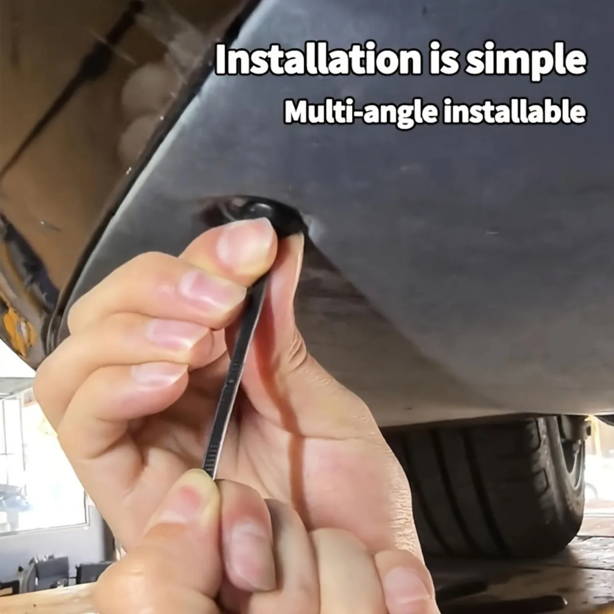 Durable self-locking nylon zip tie with black plastic zipper head - UV resistant fastener, suitable for car maintenance