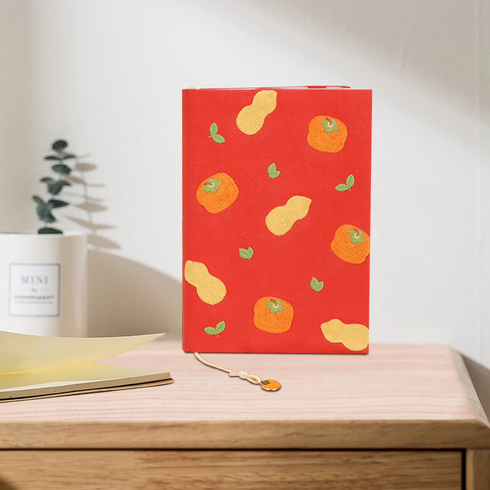 A5 Book Sleeve Adjustable Orange Pendant Soft Cloth Notebook Cover Hardcover Journal Diary Book Protector Padded Cover