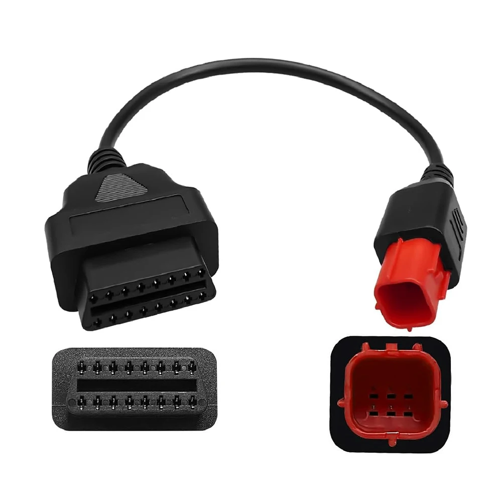 JDTech 30cm OBD Adapter Euro5 for Motorcycle 6 Pin to OBD2 (K-Line + CAN-Bus) Cable