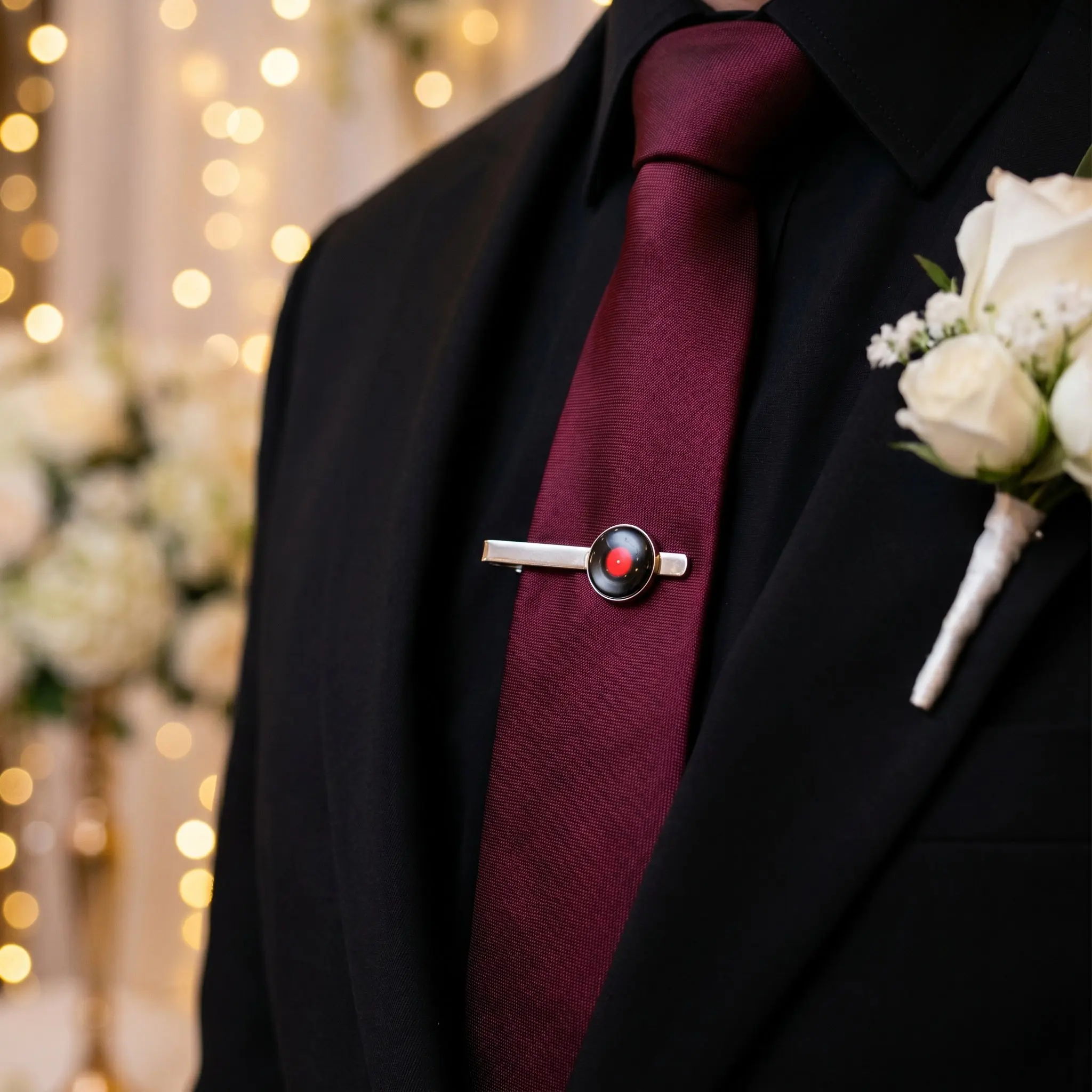 2Pcs Silver Tie Clip Vinyl Record Necktie Clasp Music Inspired Design Office Wedding Gift Record Tie Clip Musician Gift