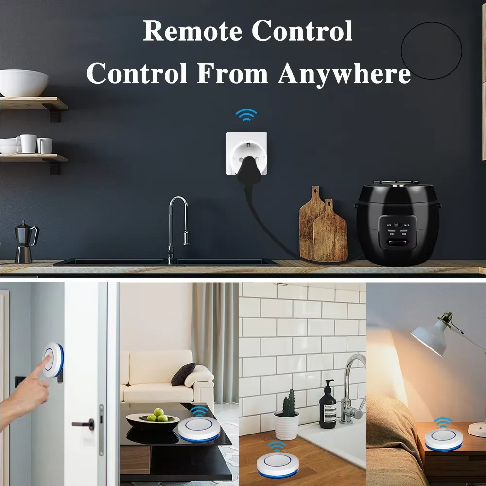 RF 433MHz Wireless Remote Control 220V 110V Relay Receiver Smart Socket Electric Plug Electrical Outlets For Light Lamp Home