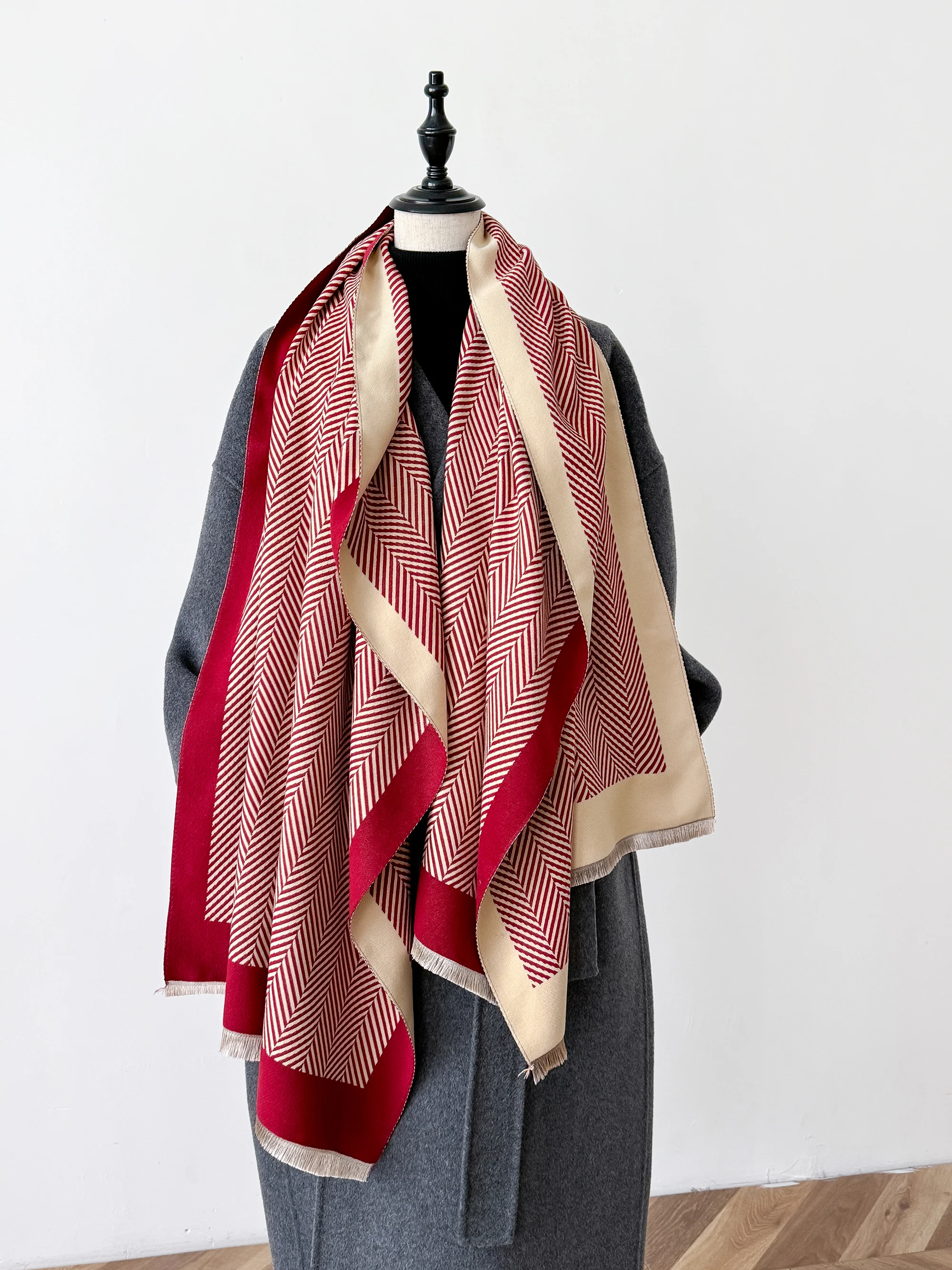 2024 Winter Frauen Kaschmir Schal Dicke Warme Pashmina Schals Wraps Floral Jacquard Dame Decke Echarpe Bufanda Weibliche Neue