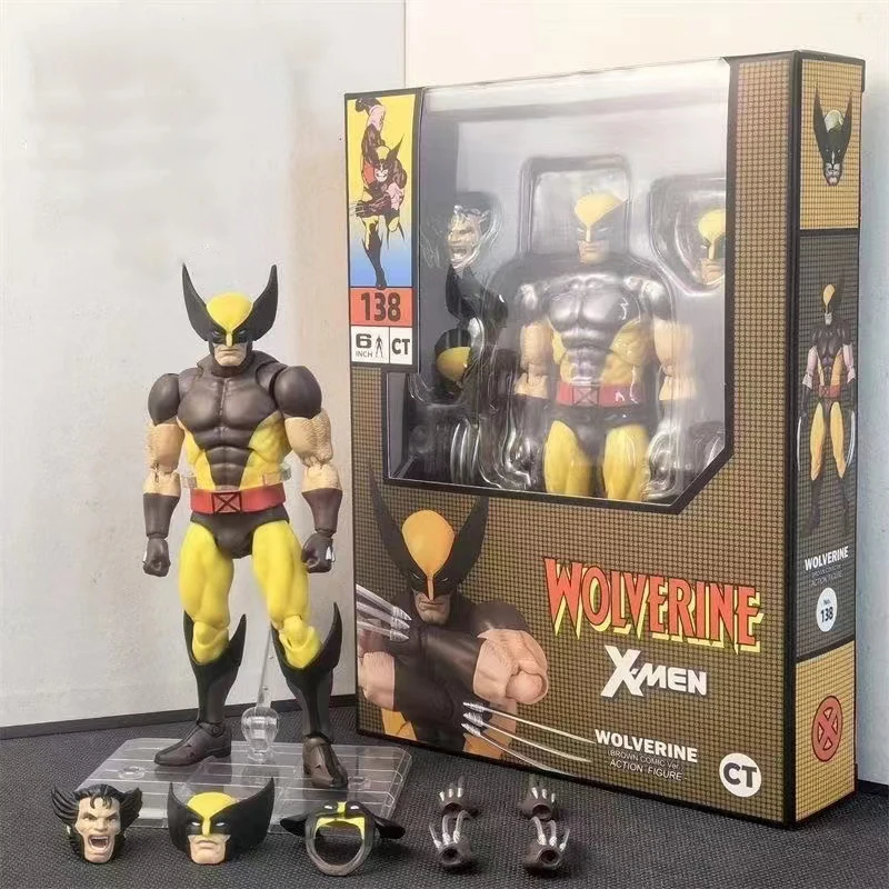 Mafex 138 Wolverine Brown Comic X-Men Action Figure, Figurine Anime Shf, KO Model, Butter Customized Gift, New Ct Toys