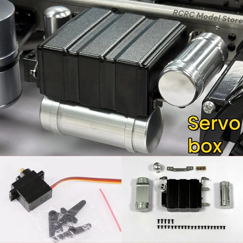 

1/14 RC Truck Metal Lock Diff Servo Box Air Tank For Tamiya 1/14 RC 770S FH16 TGX Actros Tractor Truck Parts Accessories