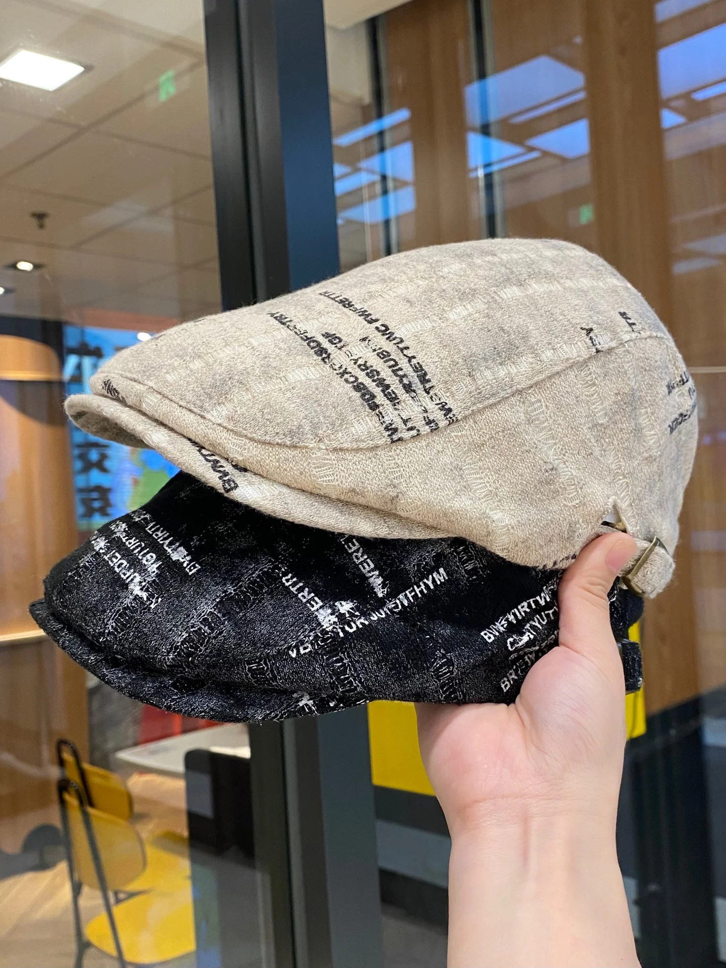 retro-korean-letter-print-beret-hat-unisex-spring-autumn-casual-versatile-short-brim-fashionable-duckbill-cap-sun-protection