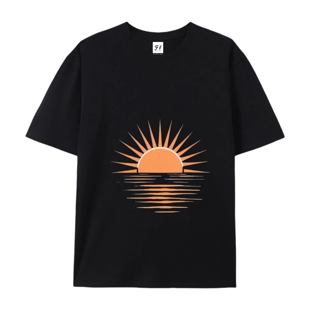 Luźna koszulka sportowa Sunset On The Coastline Printed Street Cotton Kawaii Short Sleeve Fashion Oversized Tops Women T-Shirts