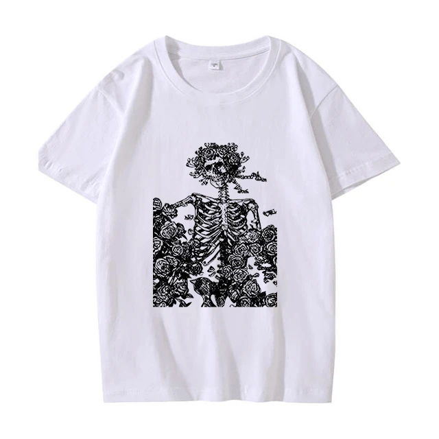 2025 Sommer Übergroßes T-Shirt für Herren Atmungsaktiv Bequem Dunkel High Street Gothic Hip-Hop Kurzarm Tee Y2k Oberteil T-Shirt für Männer