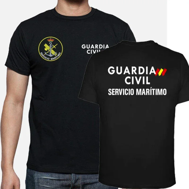 Guardia Civil Servicciio Marítimo. Spain Civil Guard Emblem T-Shirt 100% Cotton O-Neck Summer Short Sleeve Casual Mens T-shirt