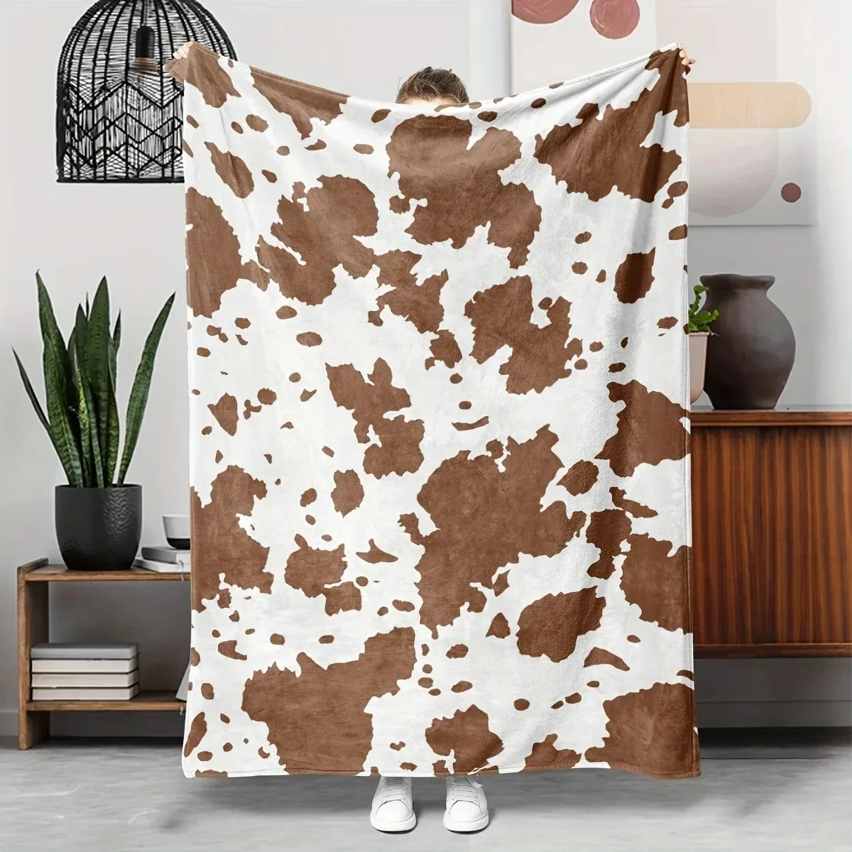 

Cozy Brown Cow Print Flannel Throw Blanket | Soft Warm | Perfect for Couch, Bed, Office Naps | Ideal Christmas Gift