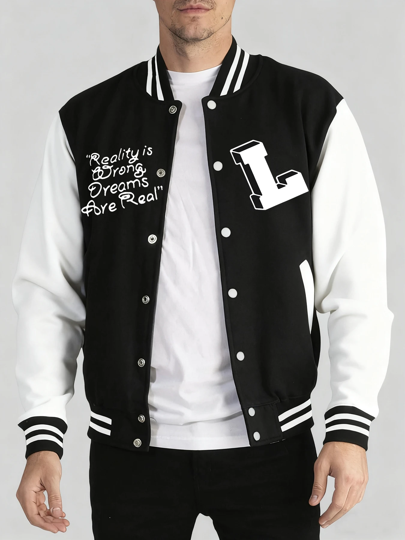 

Reality Is Wrong Dreams Are Real Print Man'S Clothes Loose Sports Baseball Jersey Fashion Hip Hop Veste Autumn Winter Jackets