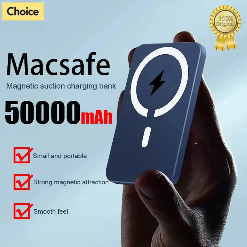 50000mAh Magnetic Wireless Power Bank External Portable Battery Pack for iPhone 12 13 14 15 Series Original 1:1