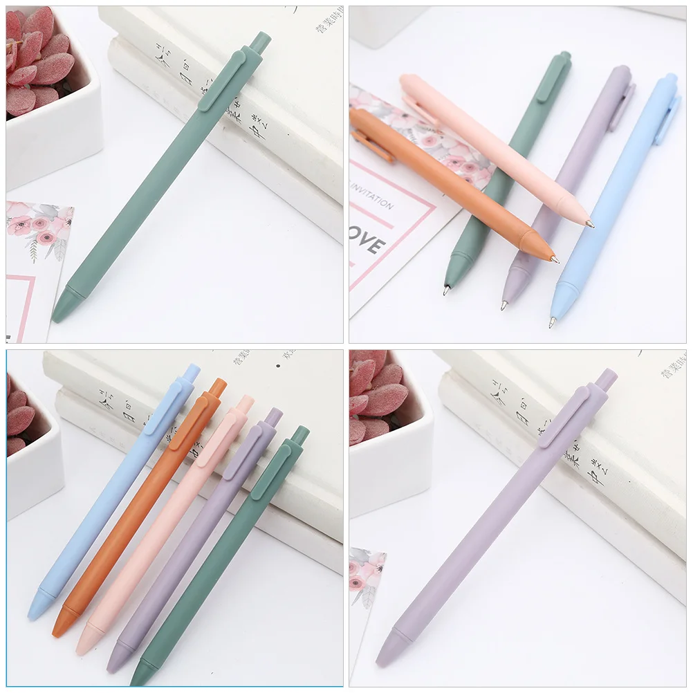 

5Pcs Press Type Gel Pen Students Writing Gel Pen Portable Smooth Long Lasting Writing Tools School Supplies