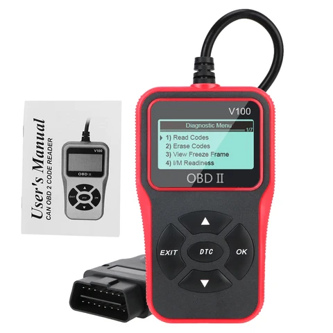 Диагностические инструменты V100, универсальный сканер OBD2 с цифровым дисплеем, для зажигания