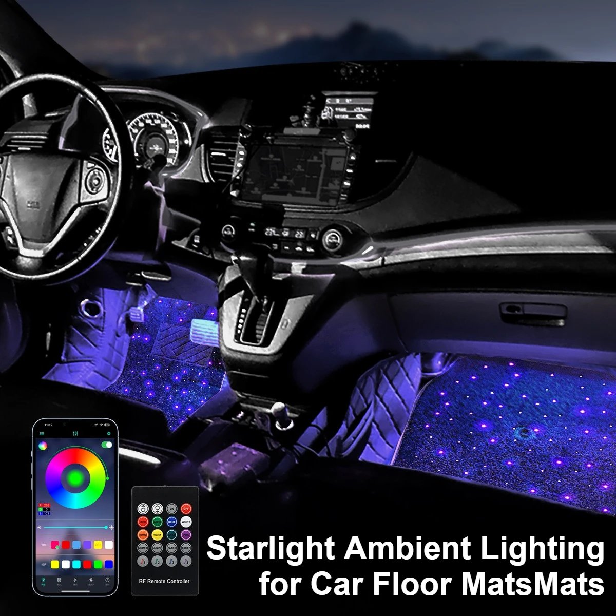

12V Car Interior Backlight Ambient Mood Foot Light New Model Starlight with Cigarette Lighter Decorative Atmosphere Lamp Car Acc