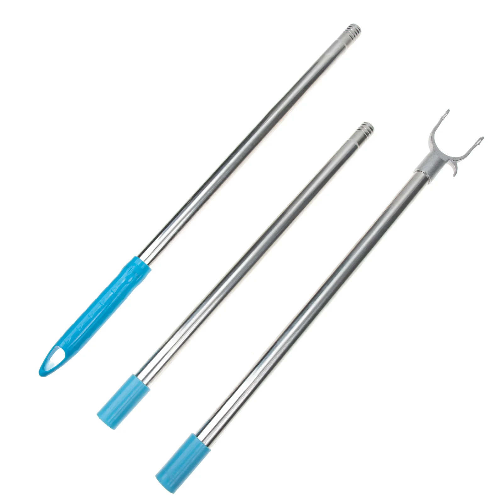 

Clothes Drying Supplies 131cm Blue Aluminum Splicing Rod Design Long Plastic Reacher Adjustable Clothesline Pole Hook Hanger