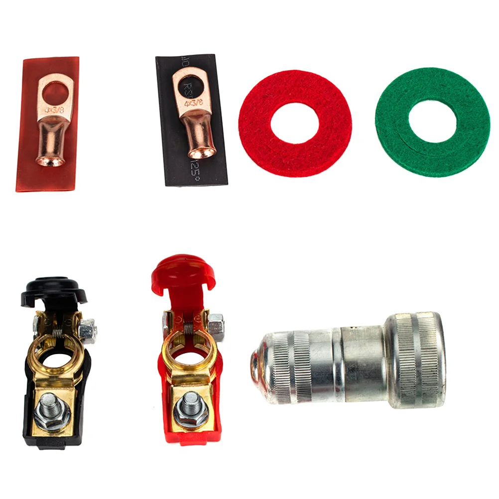 

Universal Car Terminal Clamp Set Includes Red Black Connectors Covers for Easy Installation on Multiple