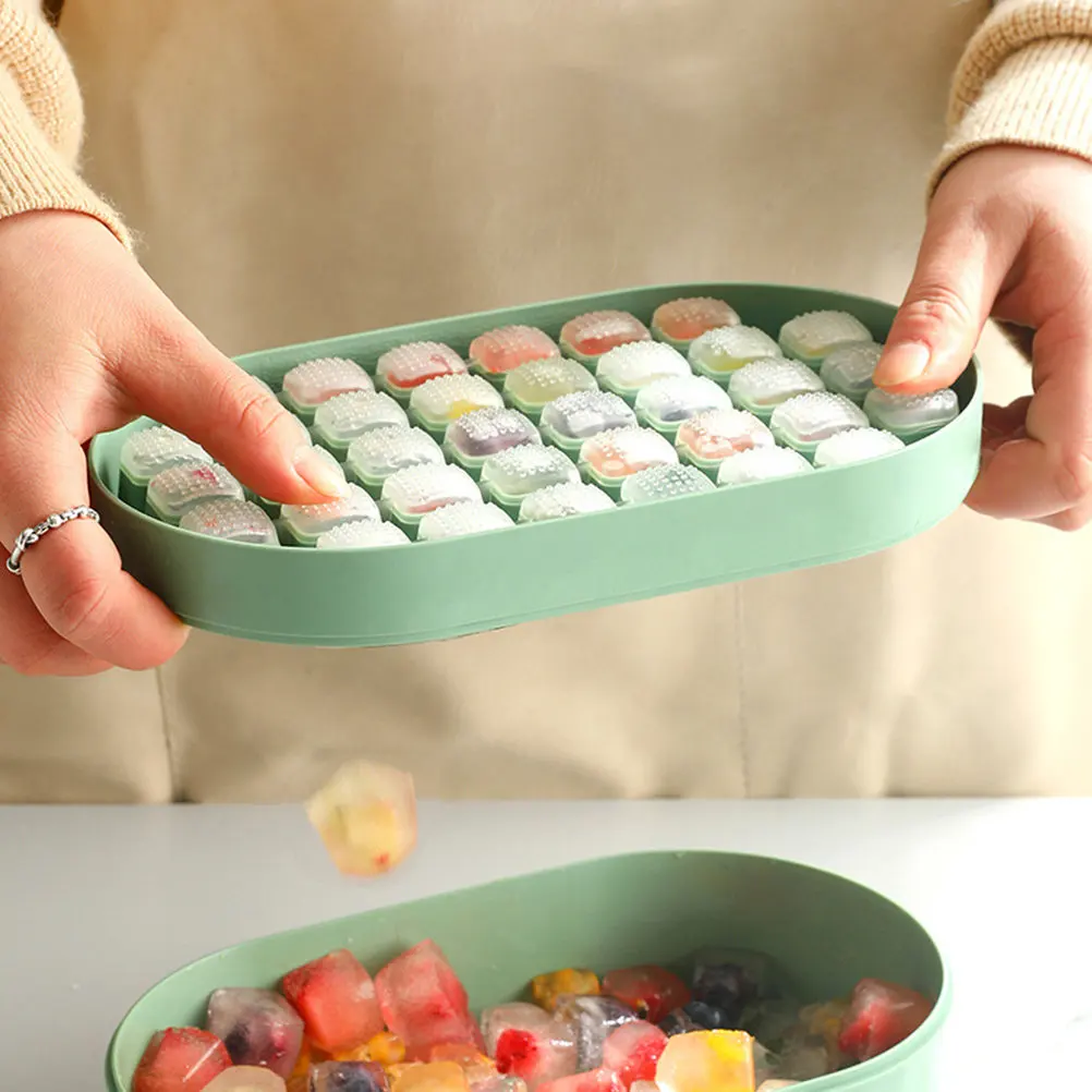 

1Set Multi-Layer Ice Cube Mold Premium Silicone Non-Stick Easy Clean Spill-Proof Lid for Whiskey Iced Coffee Cocktails Summer