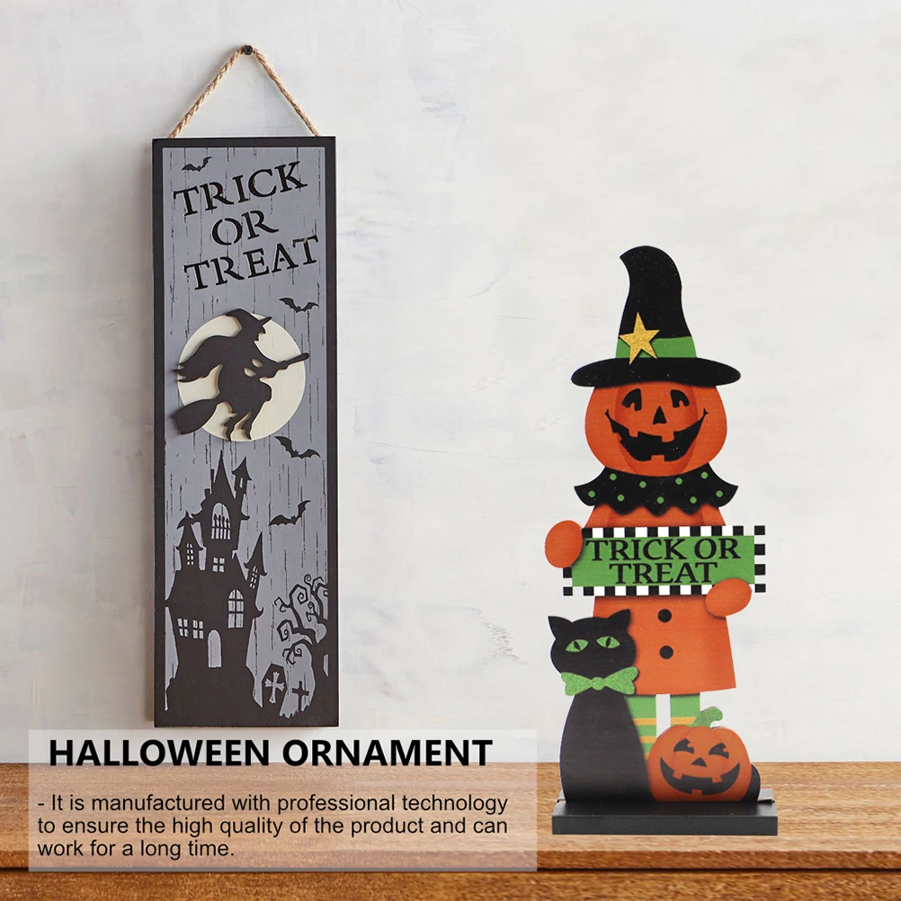 

Halloween Ornament Desktop Wooden Craft Adornment Wooden Craft Colorful Lightweight Home Party Decoration