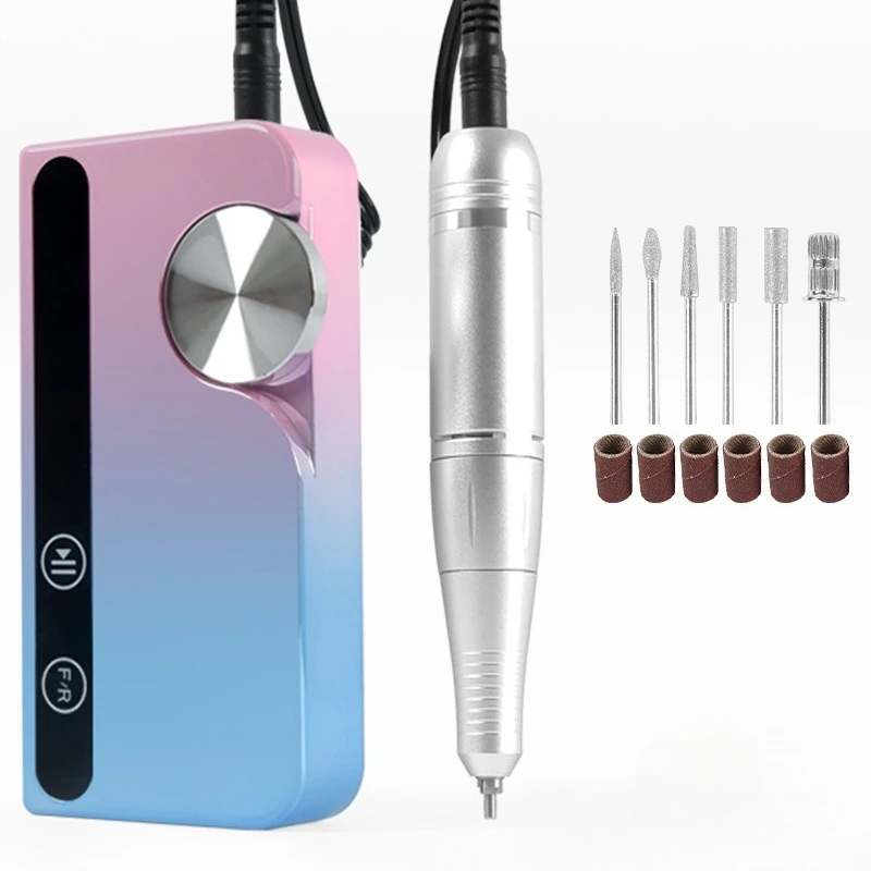 Professional 45000 RPM Nail Drill – Portable Rechargeable Electric Tool for Gel Polishing & Cuticle Pushing