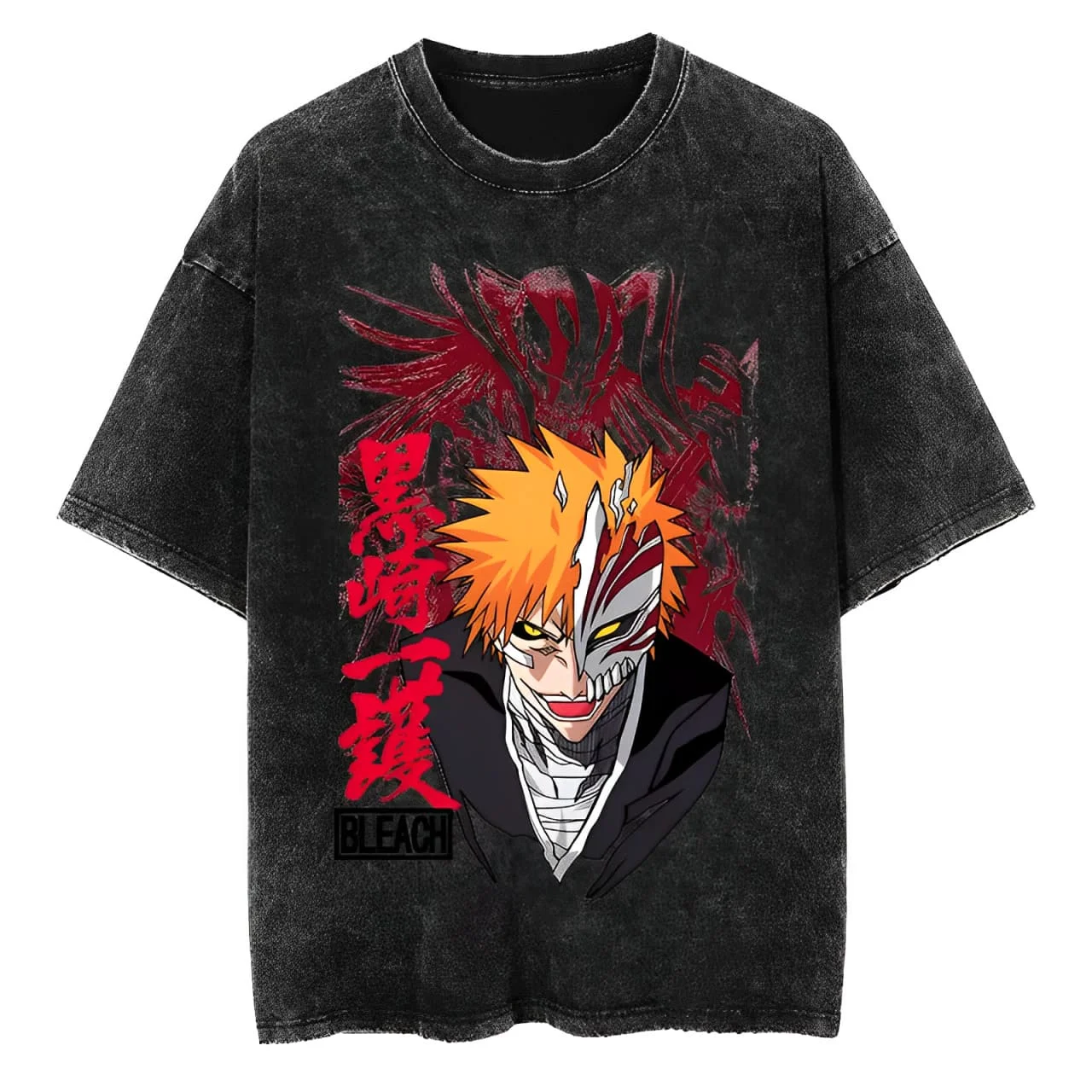 

Bleach Ichigo Kurosaki Hollow Form Vintage Washed Cotton T Shirt Men Women 2026 Summer Oversized Streetwear Anime
