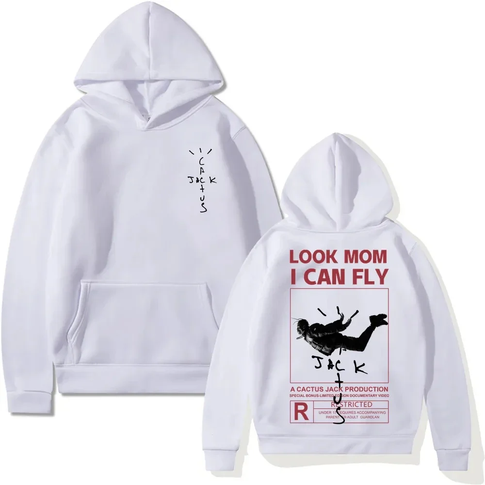 Cactus Hoodie Women Double-sided Logo Print LOOK MOM I CAN FLY Letter Printing Pullovers Unisex Fashion Casual Trend Streetwears