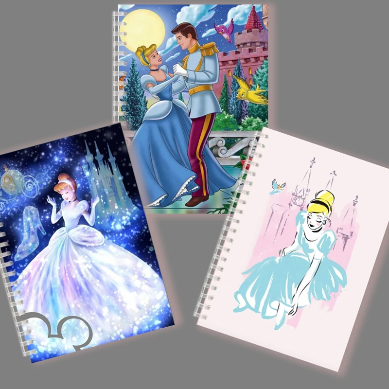 A5 Spiral Notebook Note Book Disney Princess Alice Snow White Belle Cinderella Dress Writing Pad Memo For Fans Gifts Cosplay