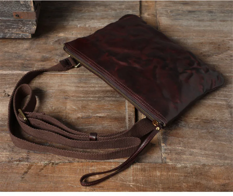 PNDME Vintage Genuine Leather Multifunctional Clutch Bag Fashion Simple Light Natural Real Cowhide Small Shoulder Messenger Bag