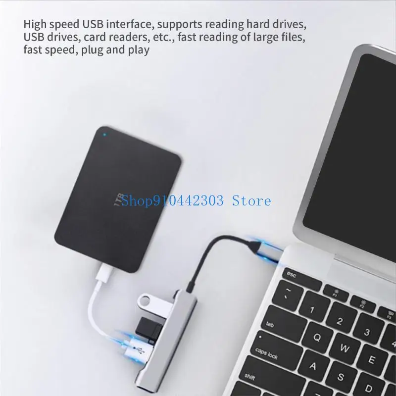 652F USB C/USB Splitter Cable USB C/USB Male to 3xUSB2.0+1xUSB3.0+1 Data Transfer Adapter for PC Keyboards Gaming Mouse