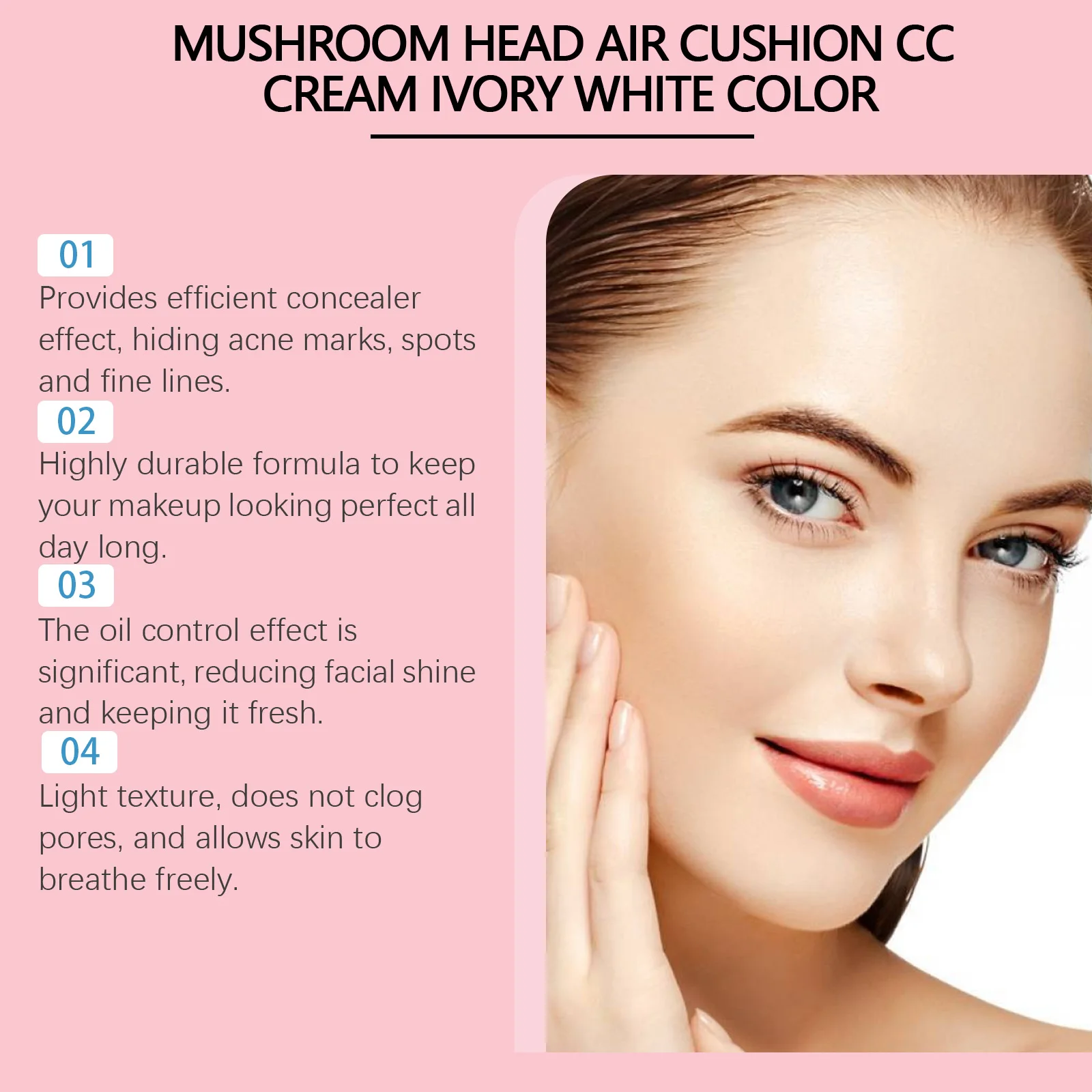 Mushroom Head Air Cushion CC BB Cream Foundation, feuchtigkeitsspendend, erhellt die Farbe, korrigierende Make-up-Basis, langanhaltender, matter Concealer