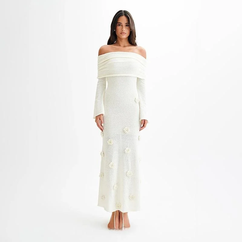 Saída de praia fena para biquíni, proteção solar, cor pura, vestido de praia floral em tricô, sexy, cintura alta, um ombr...