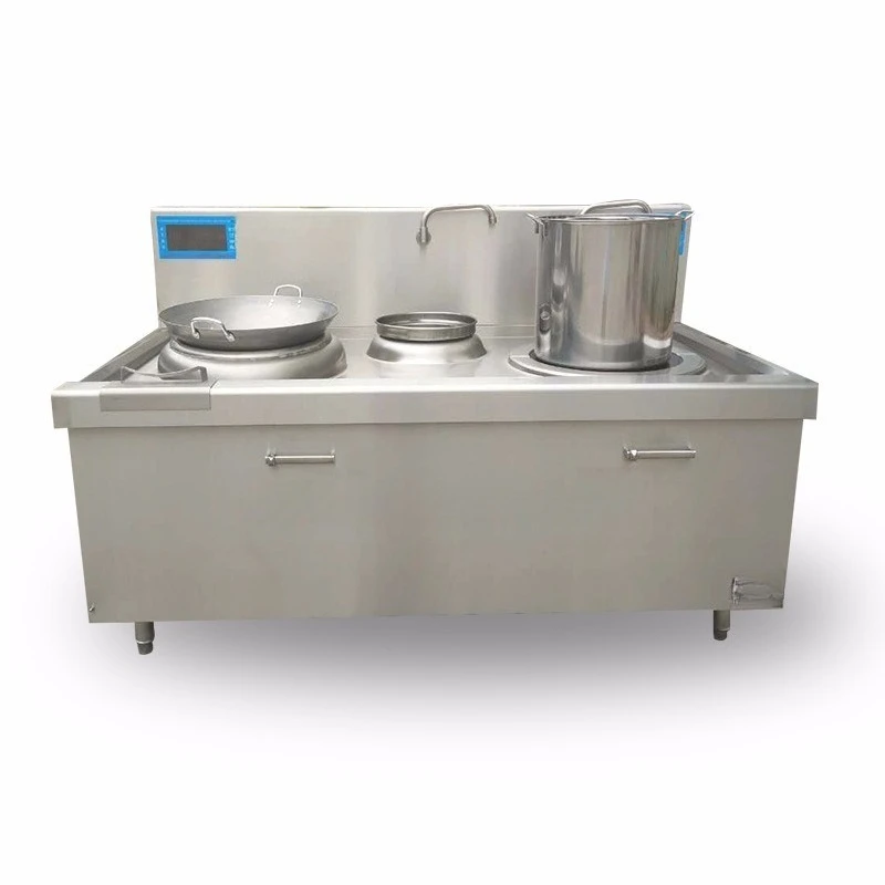 Double stove flat concave combination frying stove, private kitchen combination cooking soup stove