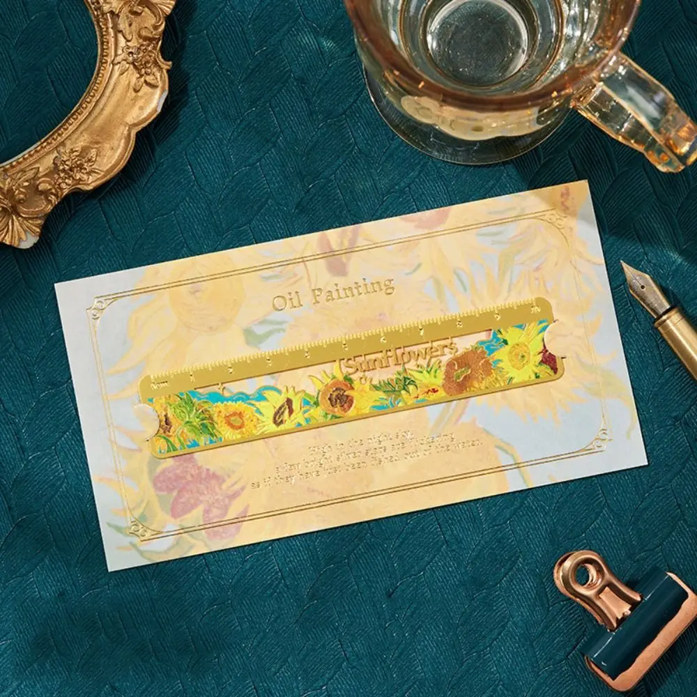 Retro Painting Metal Bookmark Metal Hollow with Ruler Reading Book Clip Stationery School Office Supplies Pagination Mark