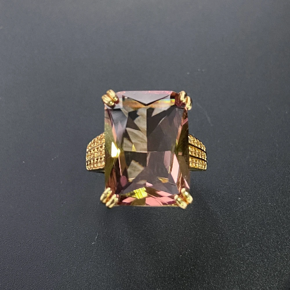 Trendy 18*13mm Created Zultanite Ring Handmade Jewelry Sudan Stone Color Change for Women Engagement Party Birthday Gift