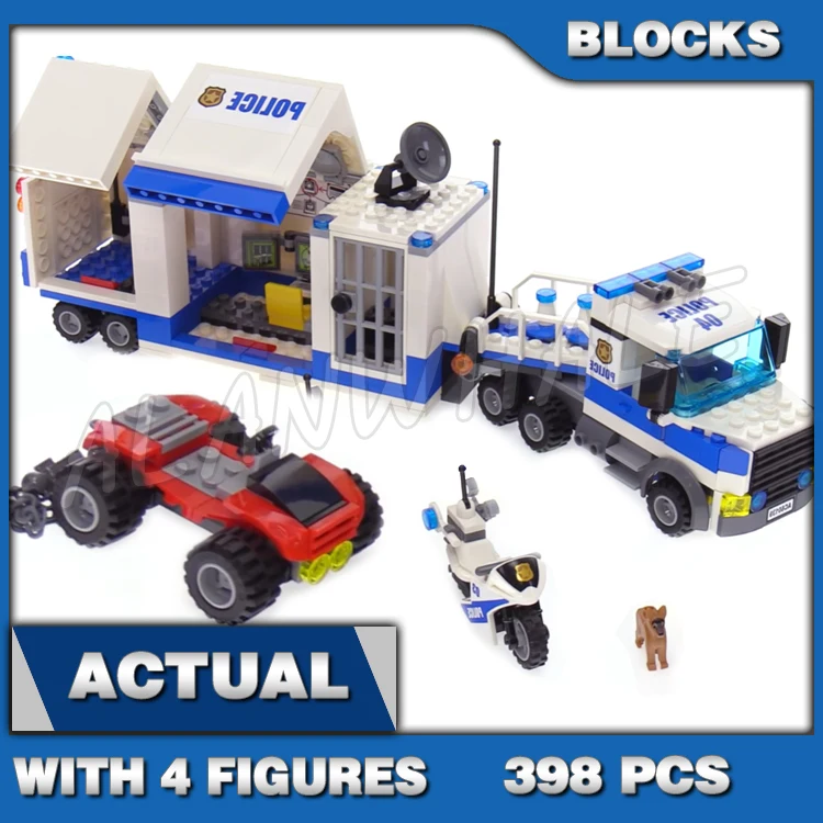 398pcs Town Cop Mobile Command Center Truck ATV Motorbike 10657 Building Blocks toy Bricks Compatible with Model