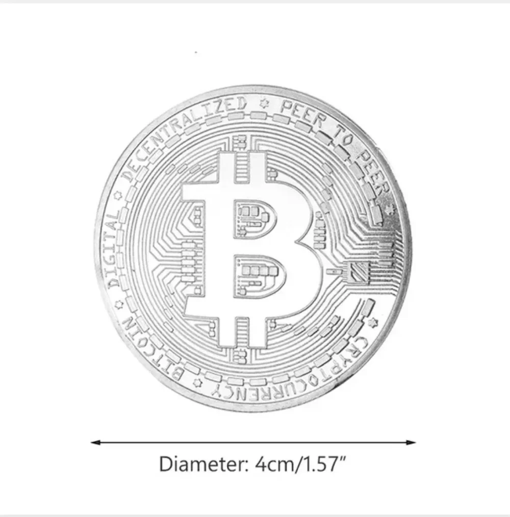 Pièce commémorative argentée plaquée or Bitcoin, collection d'art, cadeau fongique, 1PC