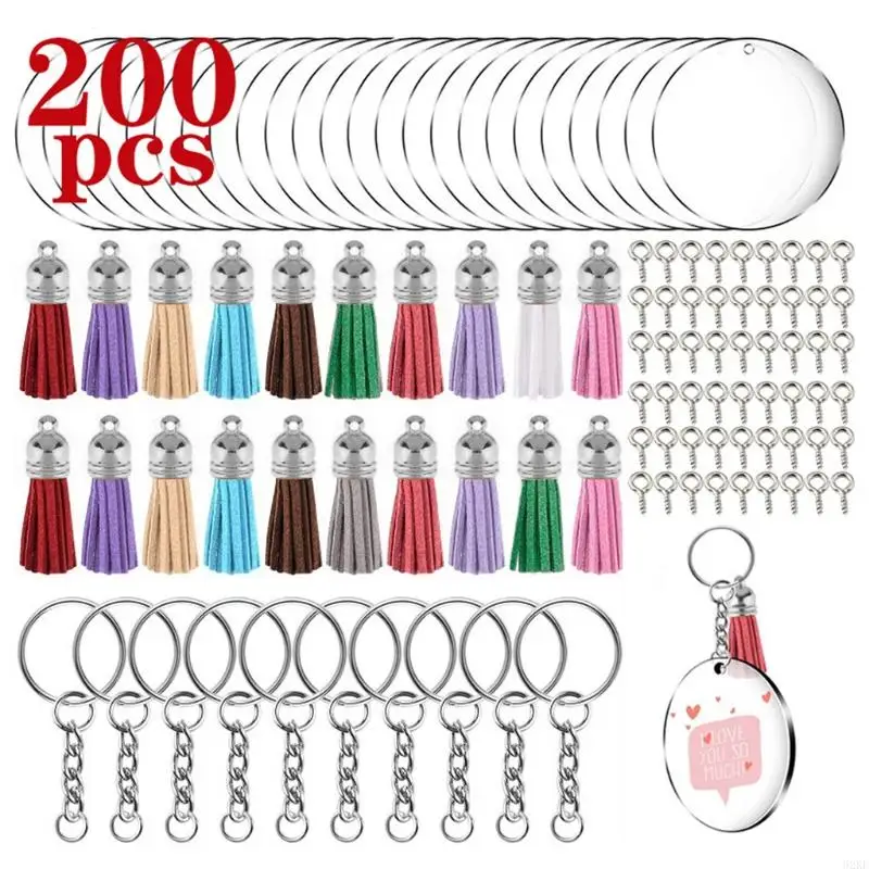 62KE for Key Rings Jump Rings Round Acrylic Circle Transparent Discs Acrylic Clear Ci