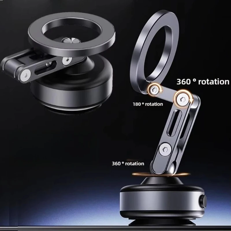 

2025 New for Magnetic Phone Holder Car Suction Cup Bracket Rotating Folding Aluminum Alloy Vacuum Electric Adsorption Bracket