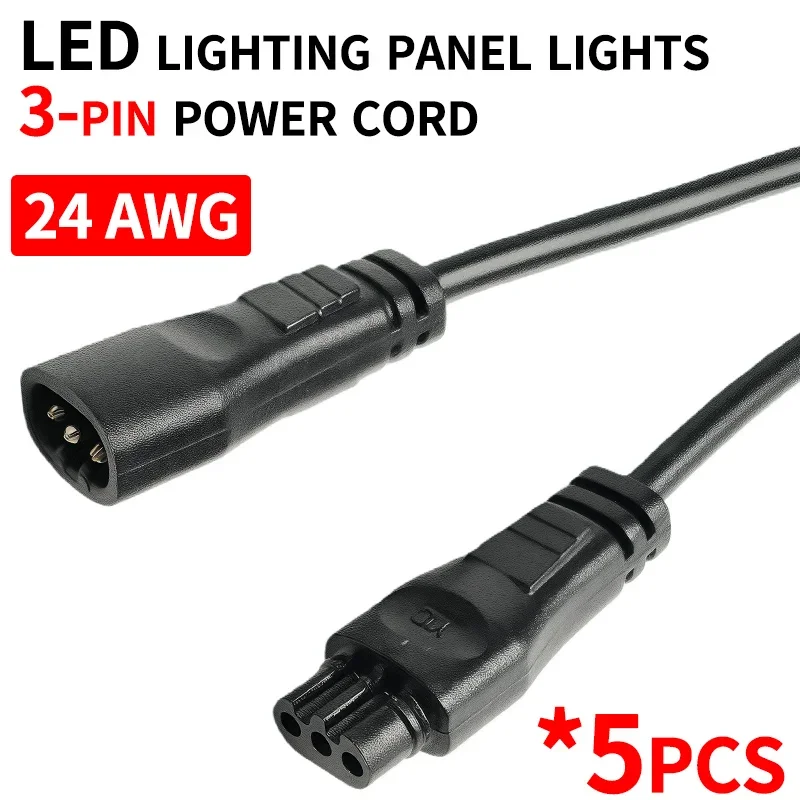 

5PCS DC Connector Cable for LED Panel Light, 3Pin Wire with Tinned Flat Plug 24AWG -for Power Supply Household Appliances