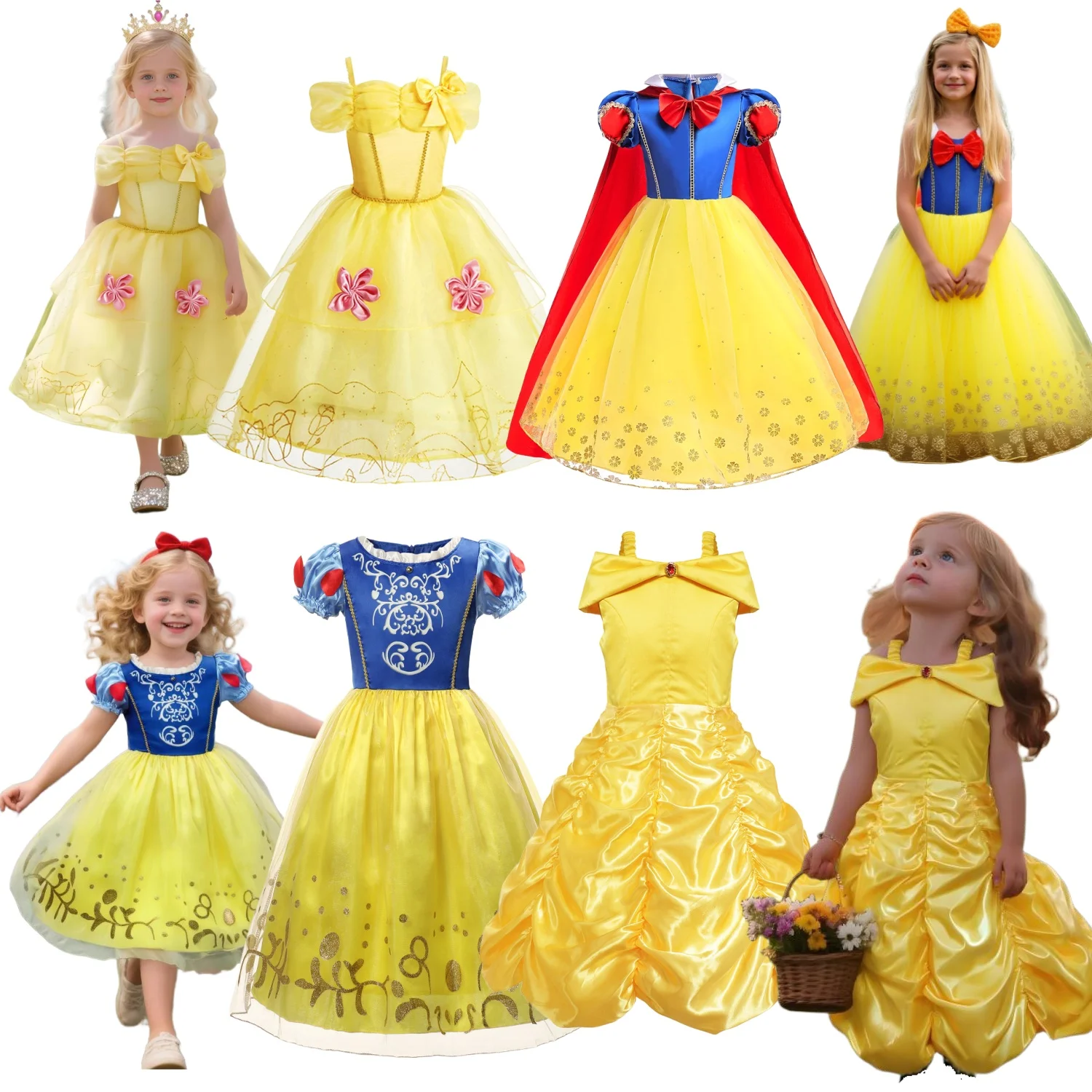 

Belle and Snow Kid Cosplay Dress Children Fantasy Birthday Party Princess Costume 2-10Y Halloween Carnival Clothes 2025