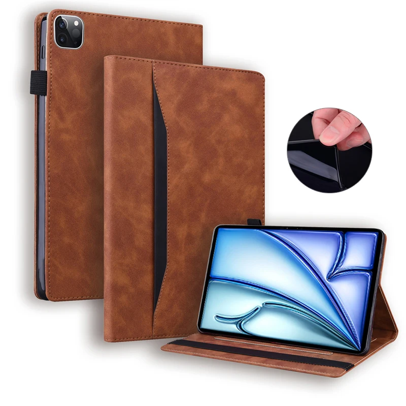 Pro Ipad vzduch 11pro 13 palec pouzdro 2024 PU kůže měkké TPU zpět podnikání folio zakrýt pro funda Ipad M2 vzduch 6pro 11pro 13 palec 2024 pouzdro