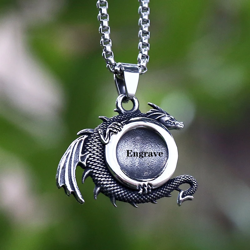 Viking 2022 New Dropshipping Men\'s 316L Stainless Steel Tree of Life With Dargon Pendant Necklace Animal Jewelry Boyfriend Gift
