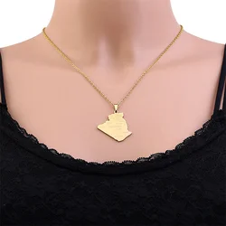 European and American Stainless Steel Algerian City Necklace With Map Pendant