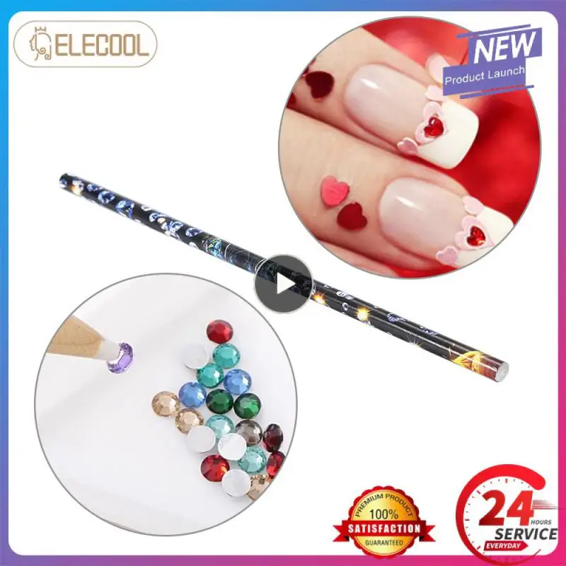 ELECOOLProfessional Rhinestone Picker Sticky Drill Pen Nail Gel Pencil White Nail Art Dotting Pen Rhinestones Pick Up Tool