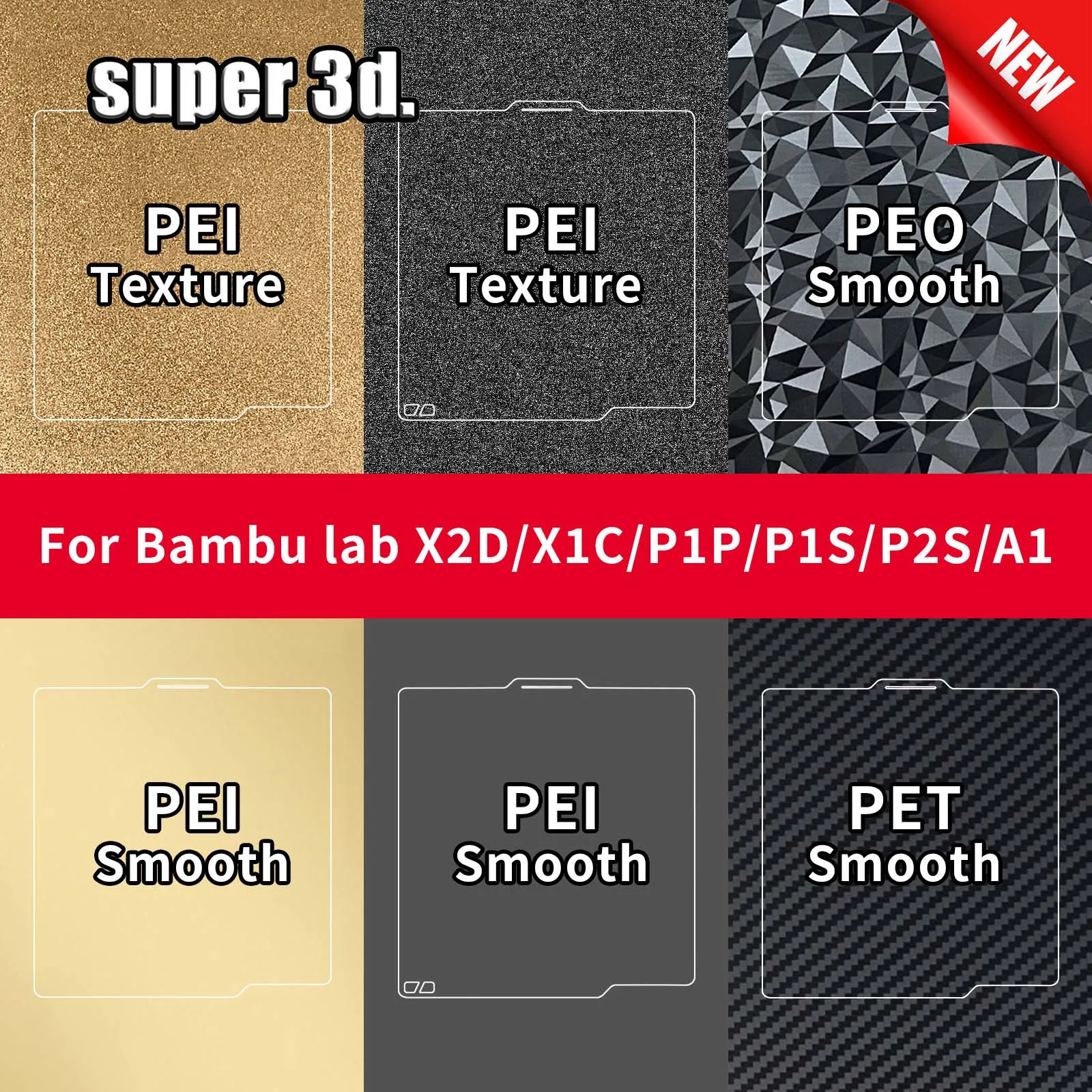 Bambulab Bauplatte 257x257 Federstahlblech PEO H1H PEY Blatt A1 X1C P1S Bambulab PEI Bauplatte 3D-Drucker Bambulab Platte